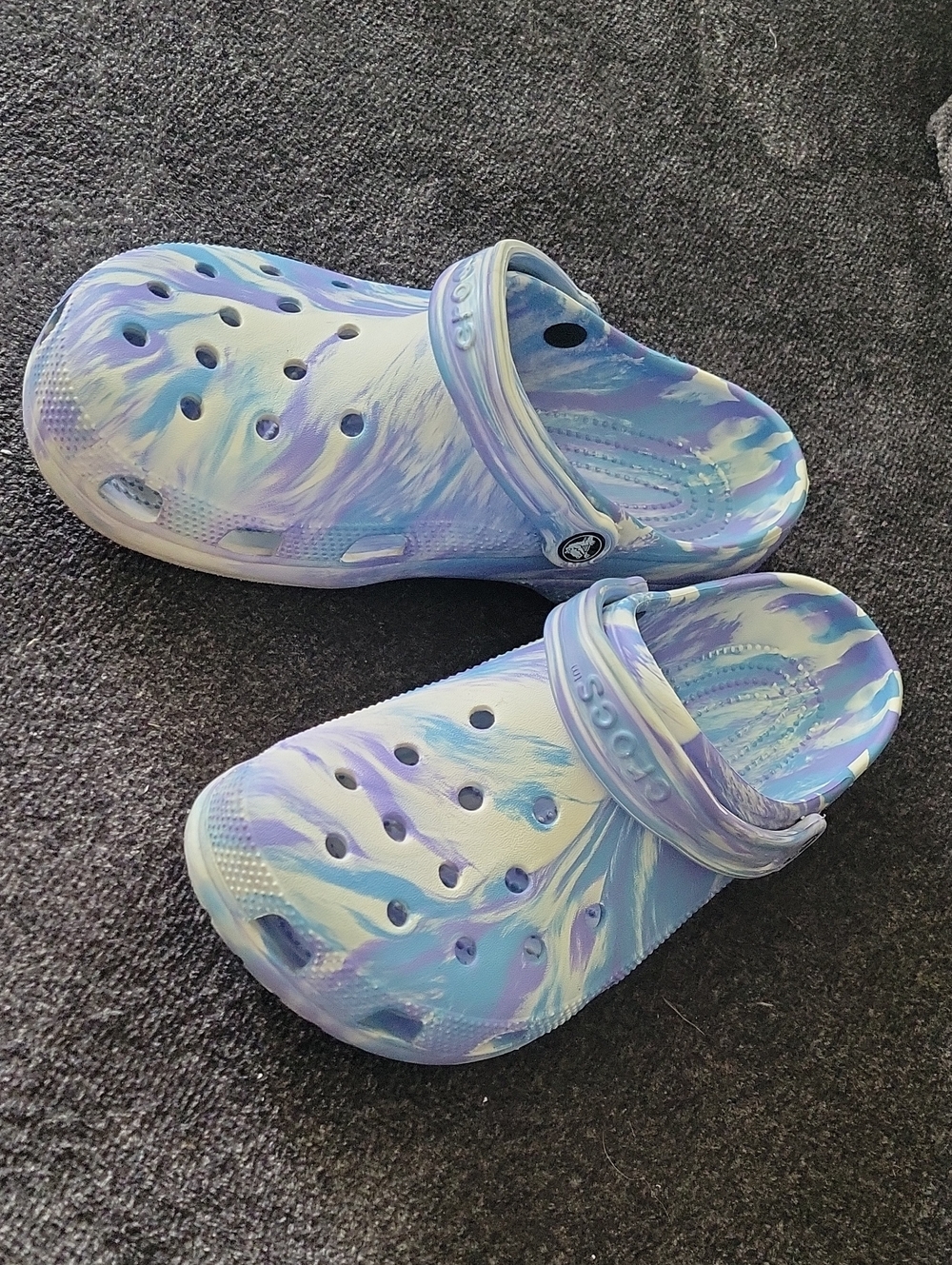 CROCS Tie-Dye Swirl Classic Clog Sandals - Light Blue & Purple